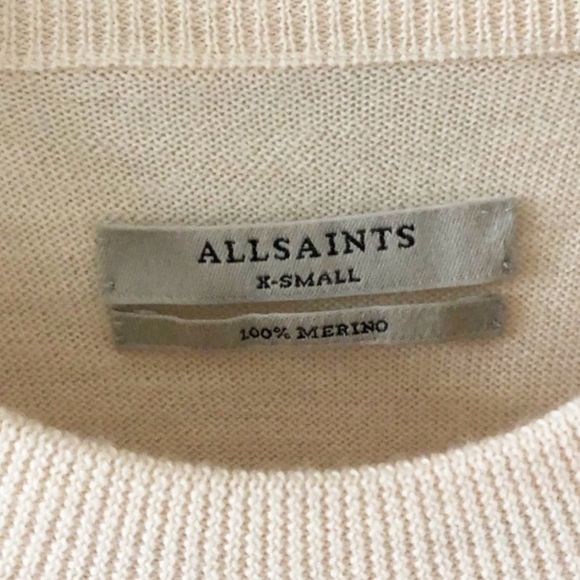 All Saints Merino Wool Ruched Sleeve Ero Sweater - Picture 10 of 10